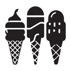 Ice cream logo, with minimalist style. Ice cream silhouette vector, Ice cream silhouette set vector design big pack of illustration and icon