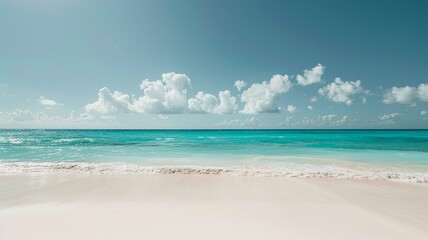 Fototapeta premium Scenic image of the sea with a clear blue sky, showcasing serene and tranquil beauty. Perfect for themes of nature, relaxation, and coastal landscapes