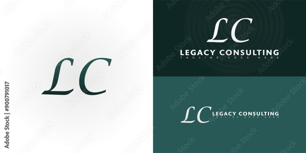 Aufkleber abstract initial letter lc or cl in green color isolated on multiple background colors. the logo is 