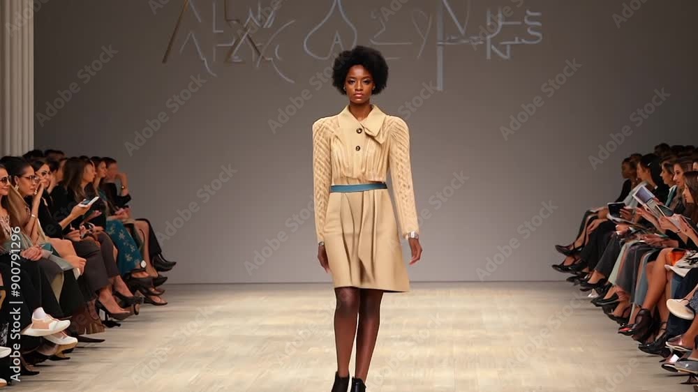 Poster Fashion model walking on a runway at a show