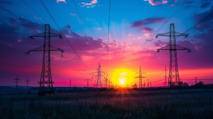 Power Lines at Sunset