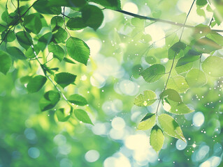 Obraz premium spring green leaves