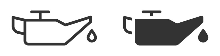 Minimalist vector illustration of an oil can icon with a droplet, representing oil change or lubrication.