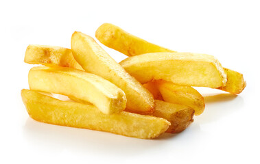 fried potatoes on white background