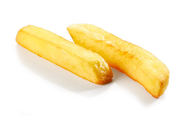 fried potatoes on white background