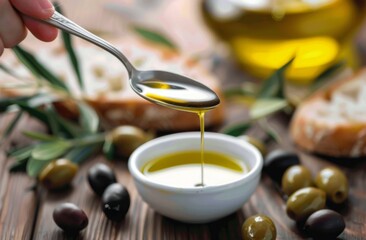 Olive Oil Drizzled on Bread