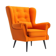 Comfortable light orange armchair on transparent background, Interior element,Classic armchair isolated,Stylish comfortable armchair isolated on transparent background.A velvet armchair, Ai generated