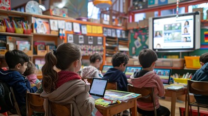 Multilingual Education in an Inclusive Classroom Setting with Engaged Students Using Tablets and Books