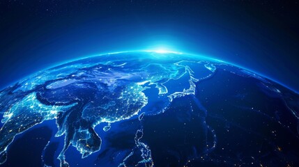 Naklejka premium Earth from Space at Sunrise