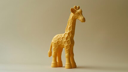 Yellow giraffe figurine on a beige background