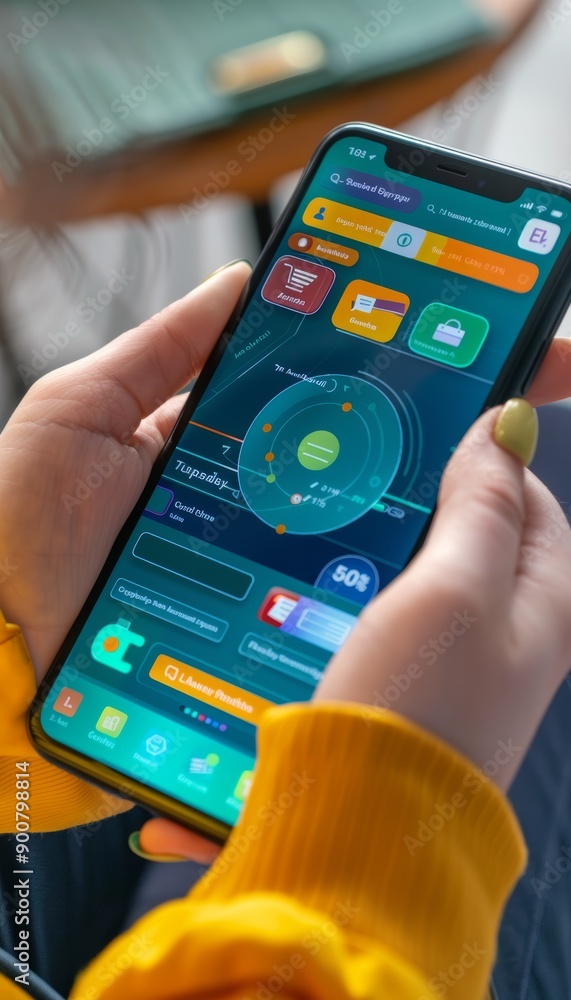 Aufkleber interactive educational app on smartphone screen with colorful graphics for online learning