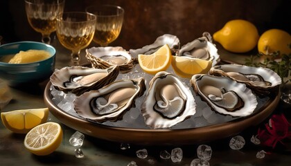 Fresh oysters on a plate