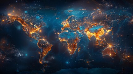 Fototapeta premium Glowing Earth at Night from Space