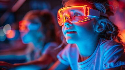 Fototapeta premium Child Experiencing Futuristic Technology