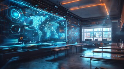 Fototapeta premium Futuristic classroom with advanced technology