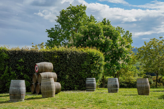 Wine Barrel on a winery in Florence Italy