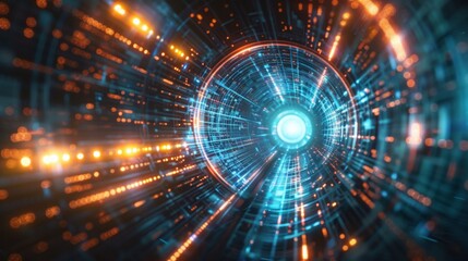 Fototapeta premium Futuristic Digital Light Tunnel