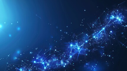 Fototapeta premium Abstract blue network with glowing nodes and lines