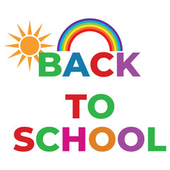 back to school post design, back to school logo, back to with school rainbow sun, welcome back  to school.