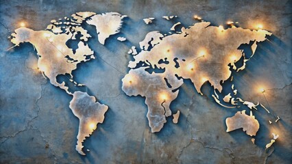 Italian marble world map with LED lights shining on traditional colors , marble, world map, LED lights, Italy, authentic