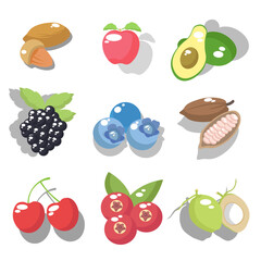 fruit set, collections, bundles. suitable for fruit themes. flat vector illustration.
