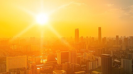 A Bright Sunrise Over the City Skyline