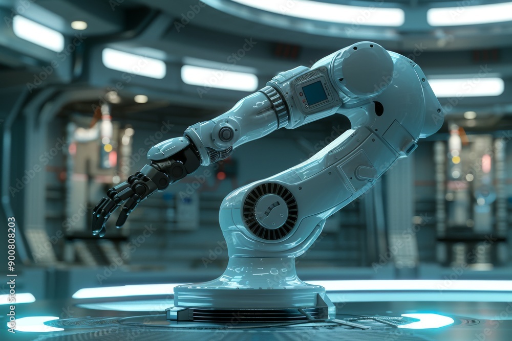Aufkleber advanced robotic arm in a high tech lab symbolizing industrial robotics and automation technology
