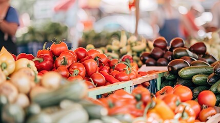 Fresh Produce Displayed at a Local Farmers Market