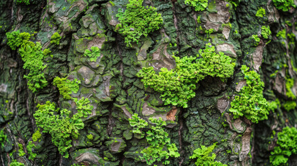 Tree Bark with Moss Growth Wallpaper.