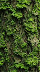Tree Bark with Moss Growth Wallpaper.