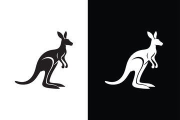 kangaroo silhouette icon, Kangaroo icon silhouette vector Illustration white background.
