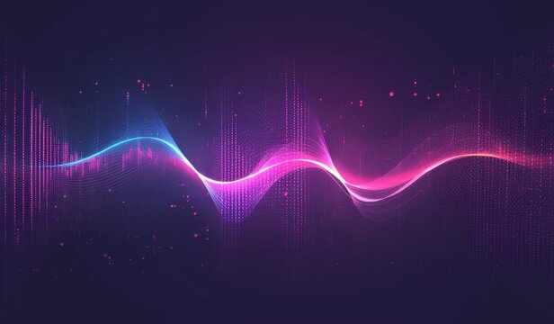  Vector Graphic of an Audio Wave with Dark to Light Purple Gradient on Black Background