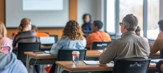 Fototapeta premium Adult Education Seminar on Financial Literacy in a Modern Classroom Setting
