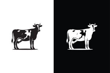 Dairy Cow silhouette icon symbol vector illustration. Cow black silhouette icon