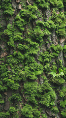 Fototapeta premium Tree Bark with Moss Growth Wallpaper.