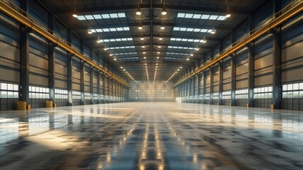 Obraz premium Spacious Industrial Warehouse Interior
