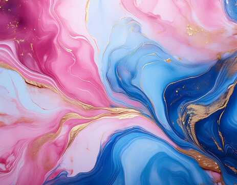 Firefly Pink and Blue Marble Texture- An abstract pink and blue marble liquid texture with gold spla (1)