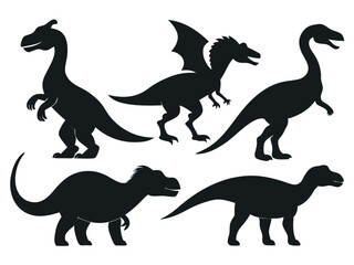 set of dinosaurs silhouettes