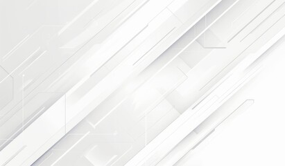 Fototapeta premium Abstract White Background with Geometric Shapes and Lines in Light Grey and Gray, Ideal for Technology or Business Presentation