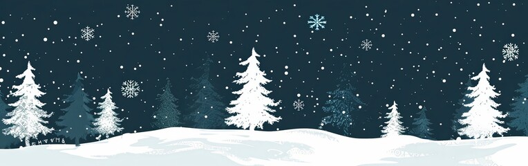 Fototapeta premium Tranquil Winter Wonderland Snow Covered Pines and Serene Sky