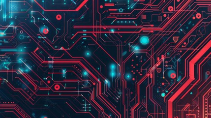 The abstract circuit design in this tech background creates a cool and sophisticated look, exuding energy and creativity.