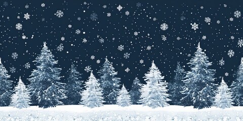 Tranquil Winter Wonderland Snow Covered Pines and Serene Sky