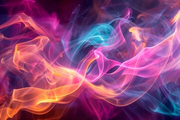 Vibrant Abstract Smoke Patterns in Colorful Swirls Against Dark Background for Art and Design