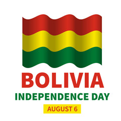 Bolivia Independence Day typography poster. National holiday celebrated on August 6. Vector template for banner, greeting card, flyer, etc.