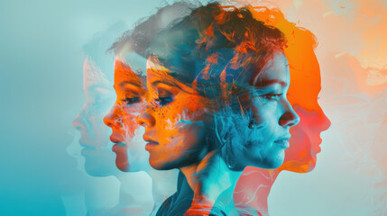 Artistic Triple Exposure Portrait of a Woman.