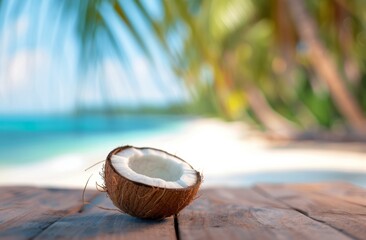 Coconut on a Tropical Beach