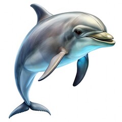 Playful Dolphin Swimming Gracefully in Clear Water Against a Bright White Background. Generative AI