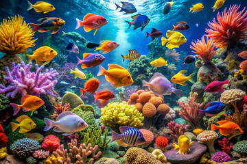 Colorful and vibrant aquarium fish life design