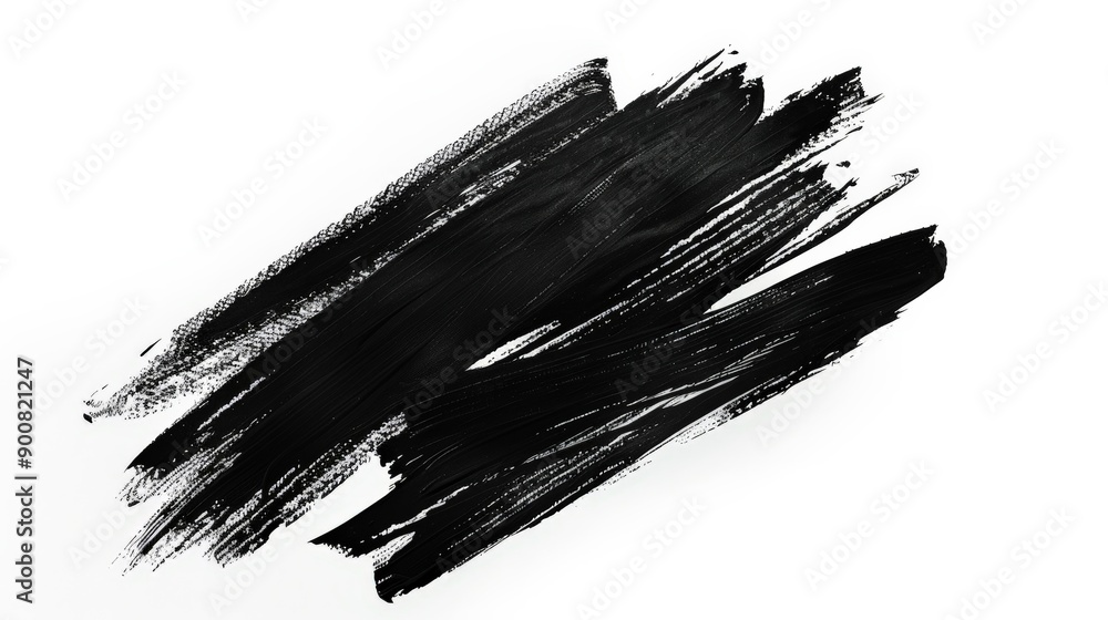 Aufkleber this minimalist image presents dynamic black brushstrokes on a white canvas, illustrating the raw po