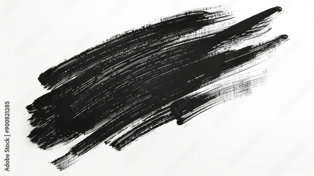 Fototapete an abstract image featuring a bold black paint brush stroke on a clean white canvas, showcasing the 